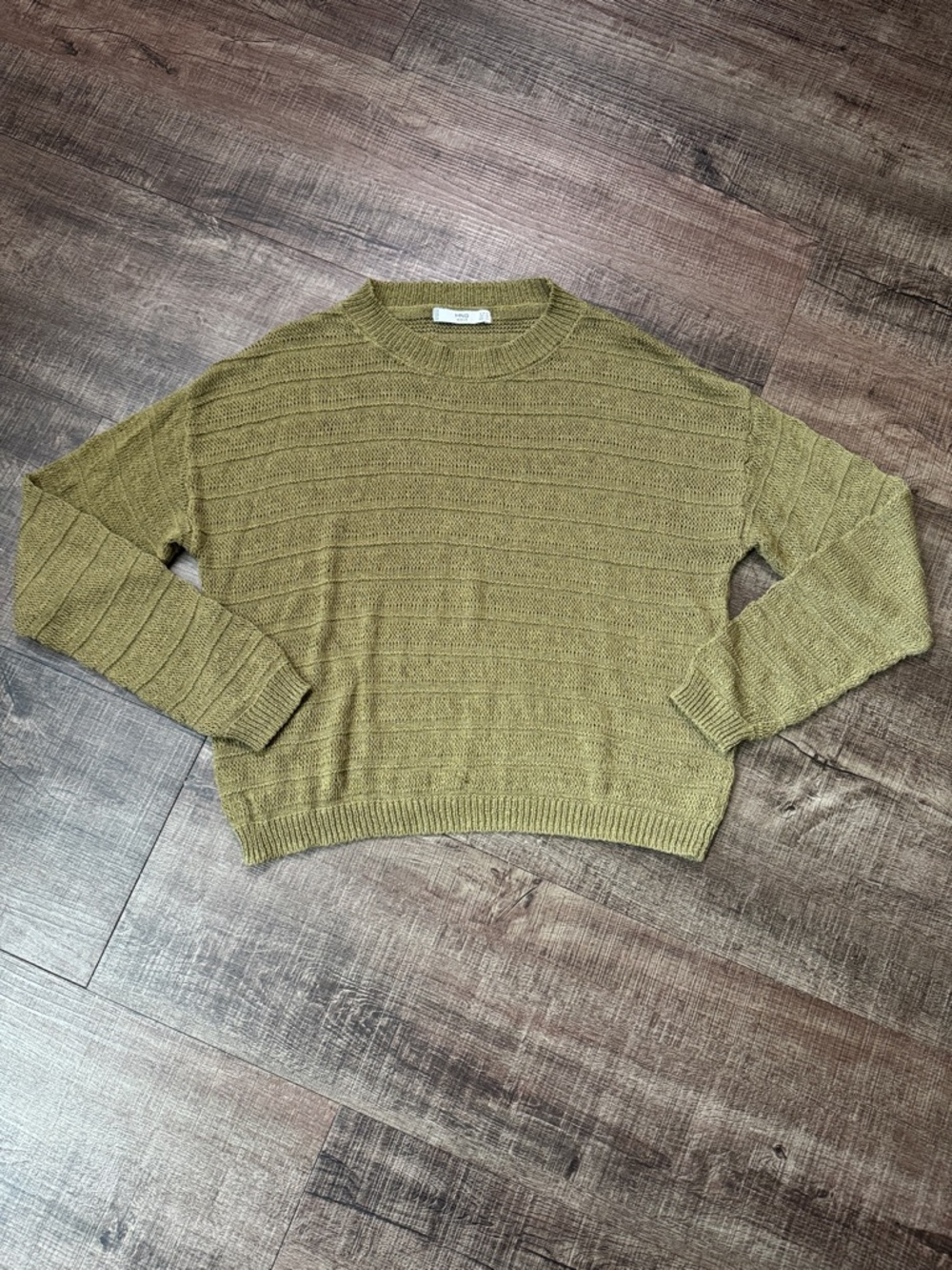 Men's Olive Textured Crewneck Sweater
